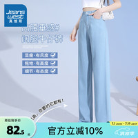 真维斯女装2024夏季新款慵懒风裤子女显瘦垂感天丝牛仔阔腿裤LY 浅蓝8510 1