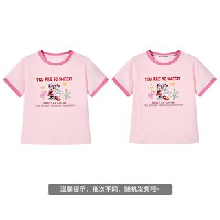 米妮黛西夏季撞色女童短袖T恤印花轻薄舒适透气圆领儿童T恤