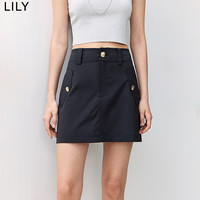 丽丽 LILY2024夏日常基础百搭简约短裙户外都市A字高腰显瘦半身裙 510黑色 XL