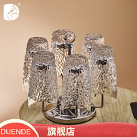 DUENDE 捷克（）水晶玻璃杯套装刻花单层直身杯绿茶杯办公室客厅玻璃水杯6件套高档水晶杯子 尼科莱水杯 430ML 6个+杯架