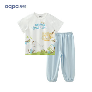 aqpa 婴儿内衣套装夏季纯棉睡衣男女宝宝衣服薄款分体短袖 动物家族 100cm