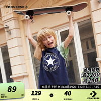 Converse匡威儿童童装男童短袖T恤2024夏季中大童休闲打底衫 藏青蓝 120/60