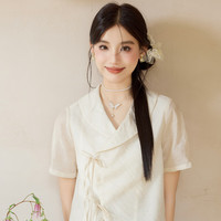 十三余小豆蔻儿2024夏季新中式白色马面裙百搭的上衣衬衫女 上衣  S
