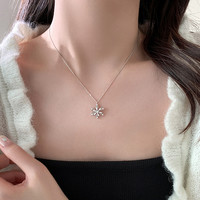 独特设计可转动雪花项链女毛衣链高级秋冬小众锁骨女