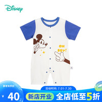 迪士尼宝宝(Disney Baby)童装儿童短袖连体衣新生儿哈衣爬服柔软舒适24年夏 蓝白 73
