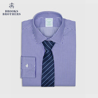 布克兄弟(BrooksBrothers)男士24早秋免烫supima棉竖条纹正装衬衫 5003-紫色 14/2/H