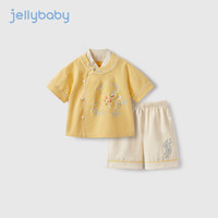 JELLYBABY【2024夏季】男童唐装套装中小童国风夏装宝宝纯棉两件套 黄色 90CM