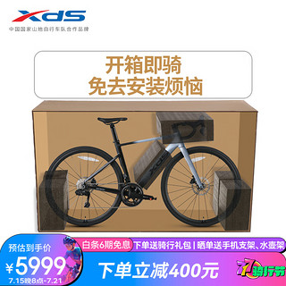 XDS 喜德盛 公路自行车AD500电子变速 桶轴24速碳纤前叉成人车 鸽子灰黑 480