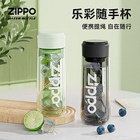 ZIPPO2024运动水杯吸管杯男女生夏季随行塑料水杯便携茶水分离杯子 绿色 570ml