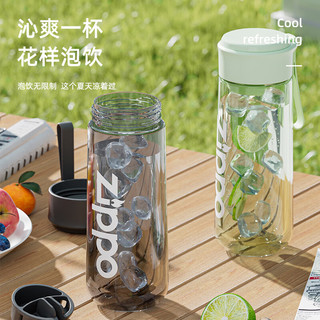 ZIPPO2024新款运动水杯吸管杯男女生夏季随行塑料水杯便携茶水分离杯子 绿色 570ml