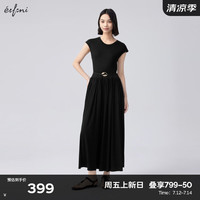 伊芙丽（eifini）伊芙丽慵懒显瘦小飞袖法式极简气质针织连衣裙女2024秋装新款裙子 黑色预售[7月20日]发 165/90CM/L