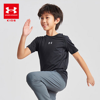 安德玛（Under Armour）童装春夏季男童透气圆领运动休闲凉感吸湿速干短袖T恤242120555