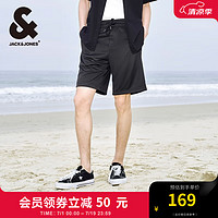 杰克·琼斯（JACK&JONES）短裤男士夏季抽绳松紧腰百搭直筒运动休闲五分裤透气弹力短裤 黑色E40 180/84A/LR