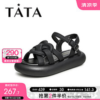 他她（TATA）奈美兔联名膨然心动沙滩凉鞋女厚底夏季GDD01BL3 黑色 38