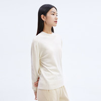 播秋冬通勤文艺罗纹下摆半高领毛针织衫女DDP4SD4536 W20月白色 XS