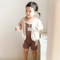 UBMOM韩国儿童春秋衣服宝宝外出连体衣爬服纯棉婴儿吊带全棉连体衫 Mongblanc吊带连体衣 80码