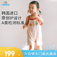 UBMOM韩国儿童春秋衣服宝宝外出连体衣爬服纯棉婴儿吊带全棉连体衫 Sunny吊带连体衣 80码