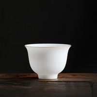尚言坊 白瓷茶杯描金羊脂玉瓷功夫陶瓷杯子单杯品茗杯手工茶碗 哑光描金玉泉茶杯