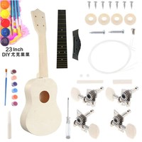 时笙组装尤克里里diy小吉他手工制作自制乐器材料包彩绘绘画涂鸦木质 圆形（23寸套餐2）