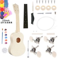 时笙组装尤克里里diy小吉他手工制作自制乐器材料包彩绘绘画涂鸦木质 圆形（23寸套餐3）