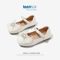 天美意(TEENMIX)天美意童鞋女童小皮鞋2024春秋季新款宝宝公主鞋儿童演出单鞋大童 米色 26码 内长165mm脚长155mm
