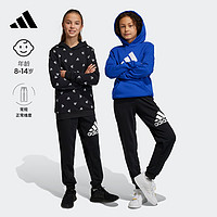 adidas束脚运动裤男大童儿童阿迪达斯轻运动H47140 黑色/白 152CM