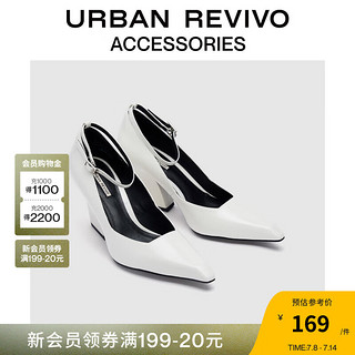 URBAN REVIVO秋季女士摩登气质通勤风高跟单鞋UAWS30007 米白 37