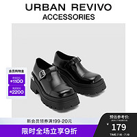 URBAN REVIVO秋冬女时尚休闲潮酷厚底方头皮鞋UAWS30070 黑色 38