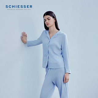 舒雅（Schiesser）女士棉莫代尔翻领开衫抽针双面布长袖长裤睡衣家居套装E0/21846H