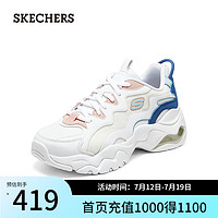 斯凯奇（Skechers）夏季女鞋时尚绑带运动鞋增高老爹鞋896254 白色/蓝色/粉色/WBLP 36.5