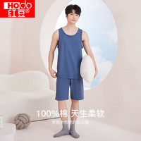 红豆睡衣男夏纯棉薄款背心短裤套装简约运动外穿家居服E3-13