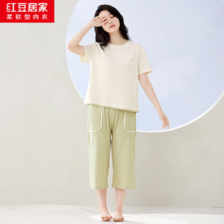 红豆居家（Hodohome）纯棉睡衣女夏季抑菌短袖舒肤家居服JCJ330
