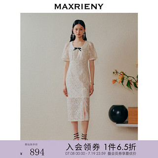 MAXRIENY复古赫本季收腰显瘦连衣裙 黑白波点 M/02