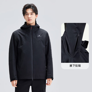 拓路者（Pioneer Camp）春秋款硬壳单层冲锋衣男户外防水外套进藏旅游高海拔登山服耐磨 黑色-单冲腋下拉链款 M