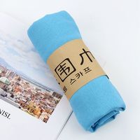 艾罗帝朗 韩版纯色棉麻围巾女春夏季百搭薄款丝巾长款超大沙滩纱巾披肩两用 湖蓝色 棉麻-180*45cm