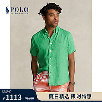 Polo Ralph Lauren 拉夫劳伦 男装 24年春经典版型亚麻衬衫RL18271 300-绿色 S