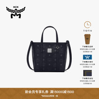 MCM TONI 经典印花女士迷你手提购物袋斜挎包菜篮子女包 黑色 迷你