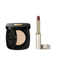 L'OREAL PARIS 巴黎欧莱雅 彩妆组合 (金致臻颜柔光无瑕气垫霜#W10 12g14g+纷泽滋润柔雾细管唇膏#199 2g)