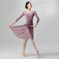 sansha三沙舞蹈服女秋冬长袖芭蕾舞裙连体裙练功服基训体服