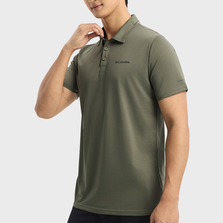Columbia 哥伦比亚 男士户外旅行休闲运动短袖Polo AE3614-397 墨绿 M
