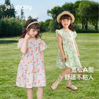 jellybaby 女童连衣裙夏季儿童小清新女孩洋气碎花公主裙女宝宝裙子夏天