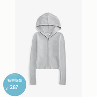 HOLLISTER24秋冬新款辣妹小海鸥刺绣连帽针织开衫女 KI350-4185 浅灰色 XXS (160/80A)