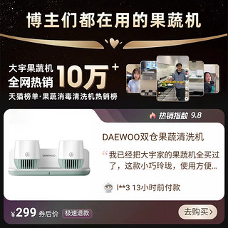 DAEWOO 大宇 无线双仓果蔬消毒清洗机去除农残洗菜机食材杀菌净化器