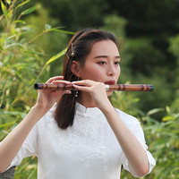 伶吟伶吟专业苦竹笛演奏横笛笛子双接白铜笛考级笛 本色 大G正手7孔笛 5天