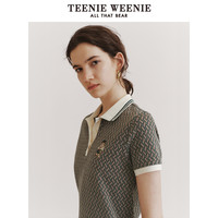TeenieWeenie小熊女装2024夏装复古菱形格气质短袖Polo连衣裙