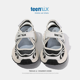 TEENMIX 天美意 儿童运动鞋2024夏季女童透气休闲鞋软底运动凉鞋中大童 黑色 单层  36码