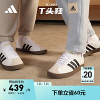 adidas「T头鞋」VL COURT休闲板鞋德训鞋男女阿迪达斯轻运动 白色/黑色/灰色 36