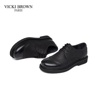 百亿补贴：VICKI BROWN 法国未毕男士商务德比鞋低帮正装英伦办公皮鞋男