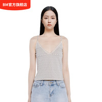 BM背心女V领爱心蕾丝纯欲风无袖上衣2024夏季设计感内搭吊带 米底蓝花 均码