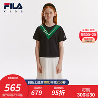 FILA斐乐童装儿童连衣裙2024新款女中大童时尚休闲针织裙 传奇蓝-NV 1
